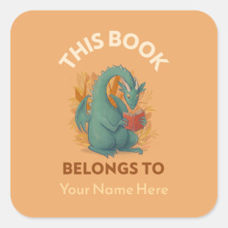 Adesivo Quadrado Dragão Isto pertence a Bookboards