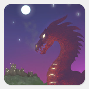 Adesivo Quadrado Dragão Medieval