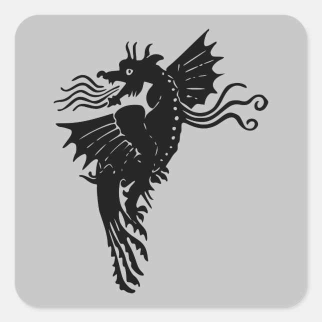 Adesivo Quadrado Dragão Silhouette Spirit Totem Emblem (Frente)