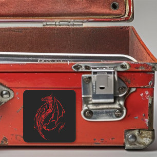 Adesivo Quadrado Dragão Tribal Vermelho