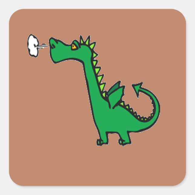 Adesivo Quadrado Dragão verde para respirar ar (Frente)