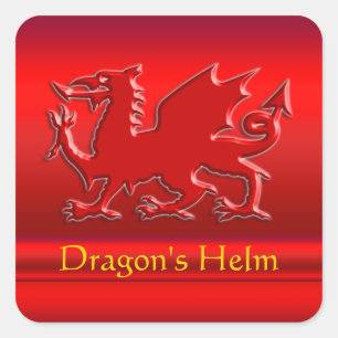 Adesivo Quadrado Dragão Vermelho com aspecto emblemático no efeit