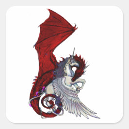 Adesivo Quadrado Dragão Vermelho Dragando Crimson Fantasy Unicorn H
