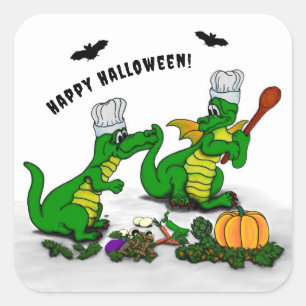 Adesivo Quadrado Dragões - Feliz Halloween! Hoje eu cozinho