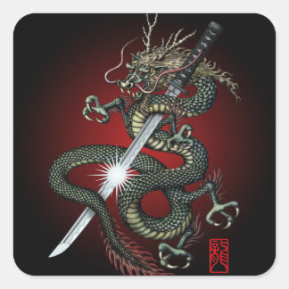 Adesivo Quadrado Dragon katana3