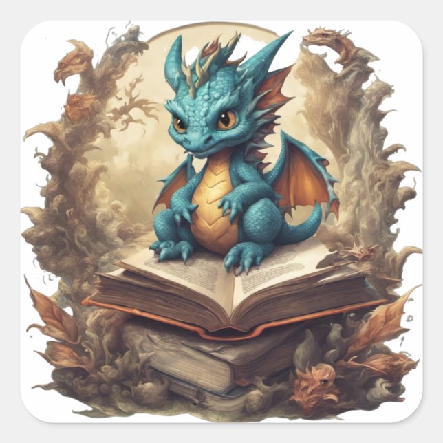 Adesivo Quadrado Dragon Reader Sticker (Frente)