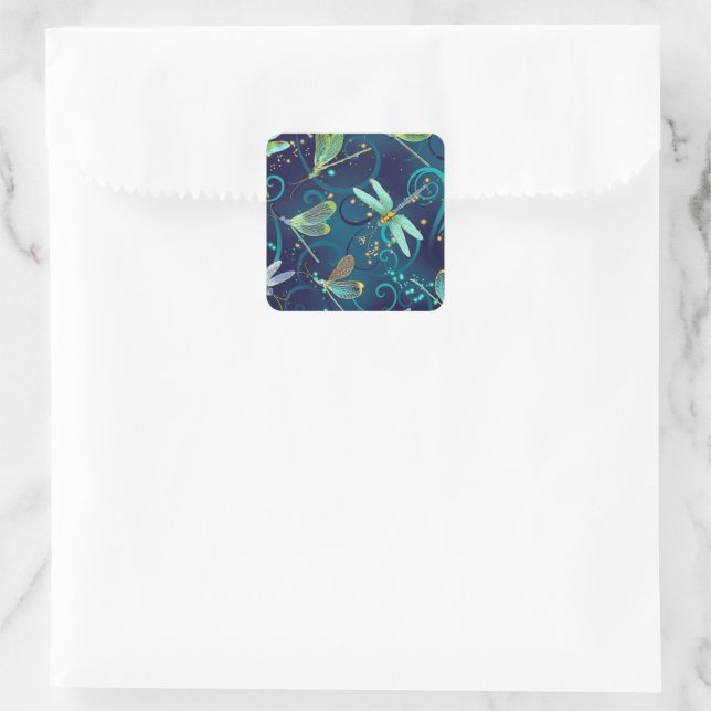 Adesivo Quadrado Dragonflies Teal (Bolsa)