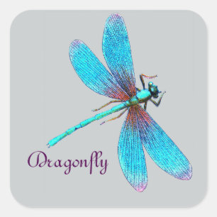 Adesivo Quadrado Dragonfly Azul Brilhante