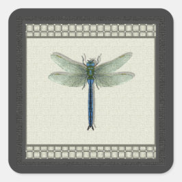 Adesivo Quadrado Dragonfly Azul Elegante