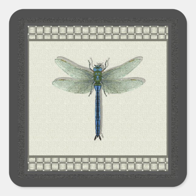 Adesivo Quadrado Dragonfly Azul Elegante (Frente)