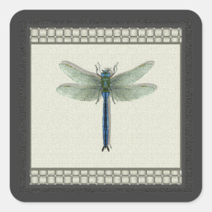 Adesivo Quadrado Dragonfly Azul Elegante