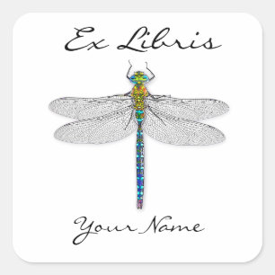Adesivo Quadrado Dragonfly Ex Libris Bookchapas