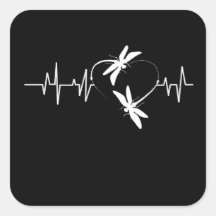 Adesivo Quadrado Dragonfly Lover Gift  Dragonfly Heartbeat Engraçad