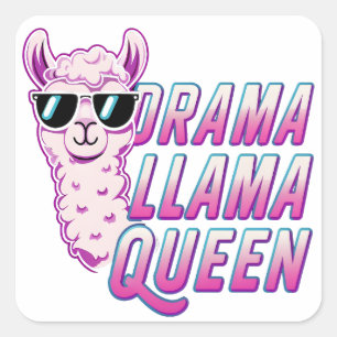 Adesivo Quadrado Drama Llama Rainha Cute Llama com mulheres de ócul