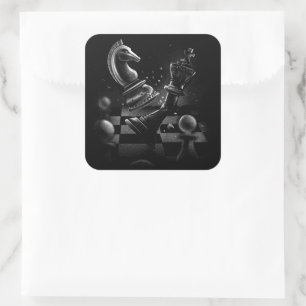 Adesivo Quadrado Dramático Xadrez Monochrom