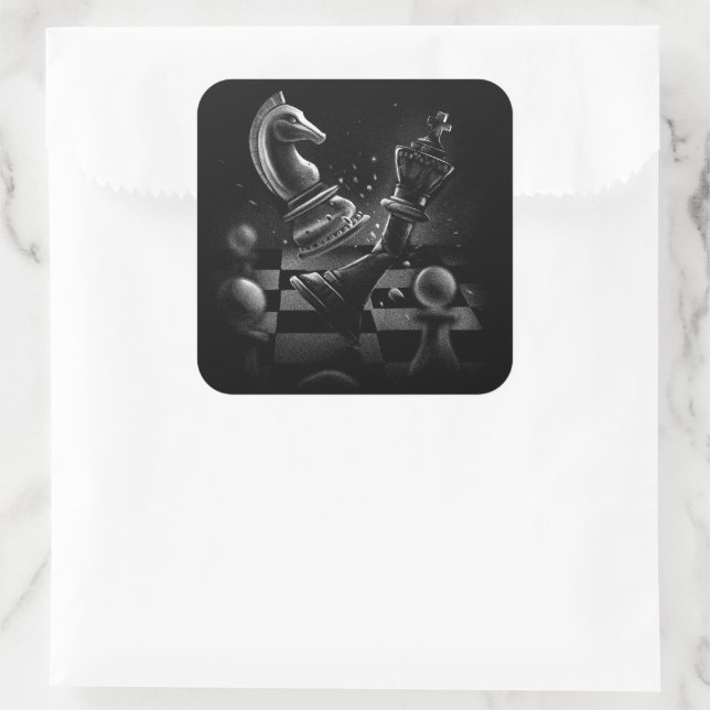Adesivo Quadrado Dramático Xadrez Monochrom (Bolsa)