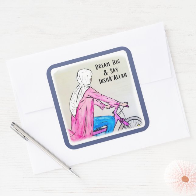 Adesivo Quadrado Dream Big & Say InshaAllah - Stickers (Envelope)