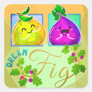 Adesivo Quadrado Dream Fig - Punny Garden Square Sticker