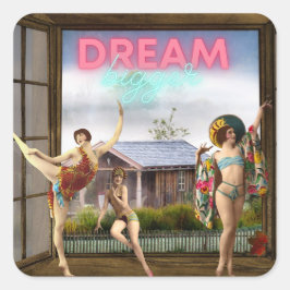 Adesivo Quadrado Dream Maior Alterado Art Vintage Dancers