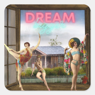 Adesivo Quadrado Dream Maior Alterado Art Vintage Dancers 