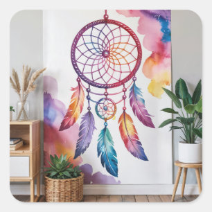 Adesivo Quadrado Dreamcatcher Painting On Wall