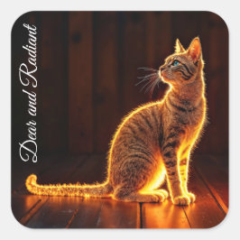 Adesivo Quadrado Dreamine feline gold cat retrata lindos animais de