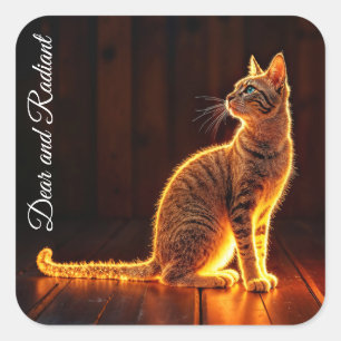 Adesivo Quadrado Dreamine feline gold cat retrata lindos animais de