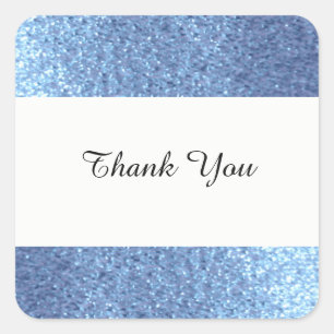Adesivo Quadrado Dreamy Blue Faux Glitter Obrigado
