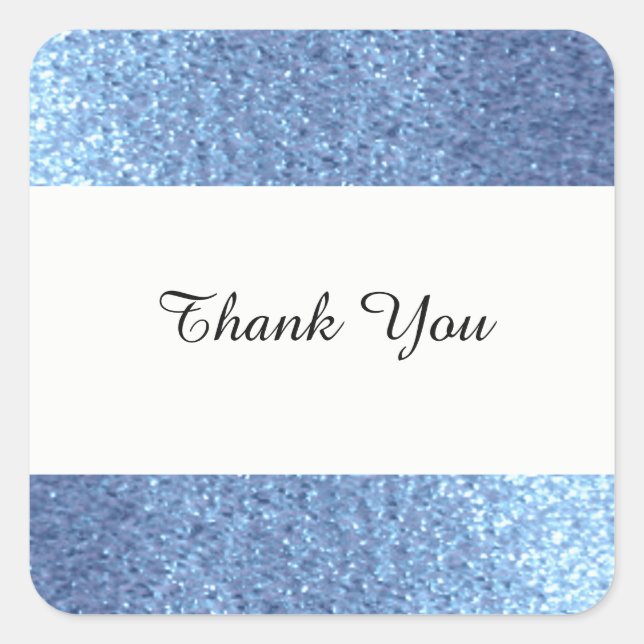 Adesivo Quadrado Dreamy Blue Faux Glitter Obrigado (Frente)