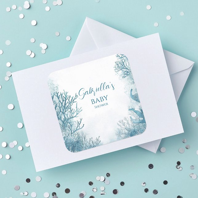 Adesivo Quadrado Dreamy Blue sob o Chá de fraldas do mar (Criador carregado)