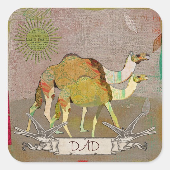 Adesivo Quadrado Dreamy Camels Pai Sticker (Frente)