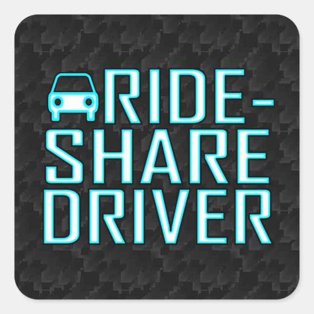 Adesivo Quadrado Drives de Rideshare de Drivers de Compartilhamento (Frente)