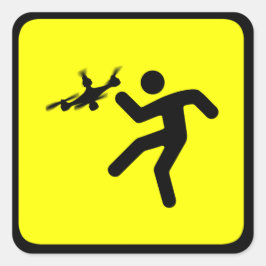 Adesivo Quadrado Drones de aviso