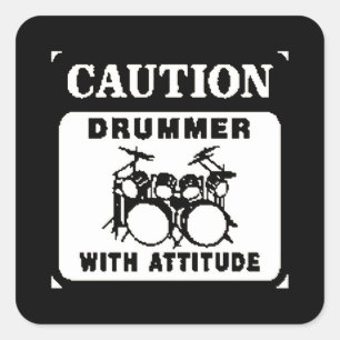 Adesivo Quadrado Drummer com atitude