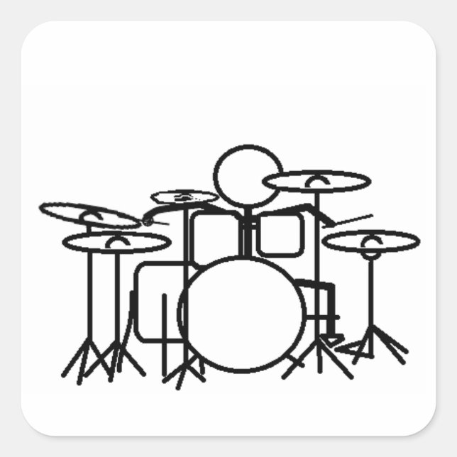 Adesivo Quadrado Drummer do Stick man (Frente)