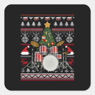 Adesivo Quadrado Drummer - Instrumento Musical Feio Natal