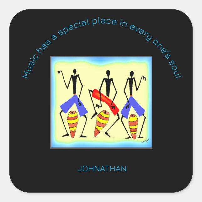 Adesivo Quadrado Drumming Africano Inspiracional e Incrível (Frente)