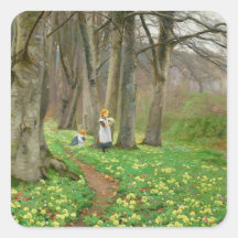 Duas garotas catando flores na floresta de primave