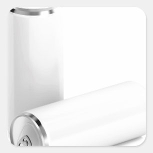 Adesivo Quadrado Duas latas de bebida brancas