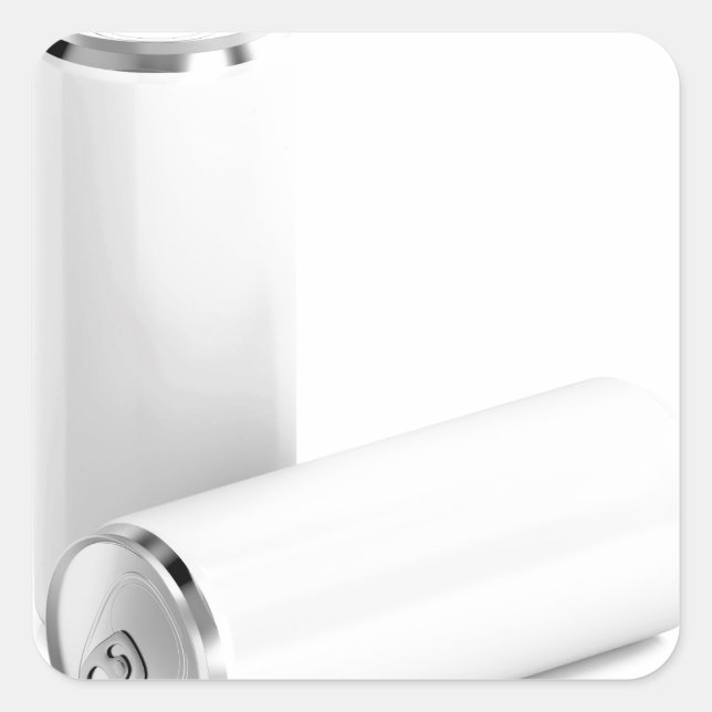 Adesivo Quadrado Duas latas de bebidas brancas (Frente)