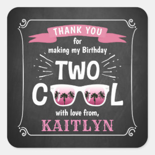 Adesivo Quadrado Duas Legal raparigas Chalkboard Party Favor do seg