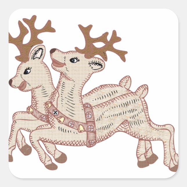 Adesivo Quadrado Duas Reindeer (Frente)