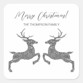 Adesivo Quadrado Duas Vezes No Faux Silver Glitter Com Texto Person