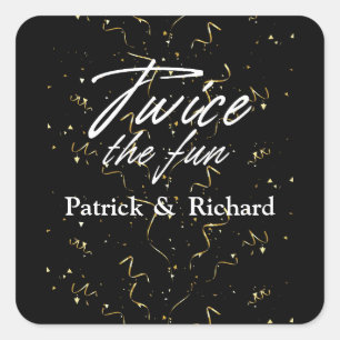 Adesivo Quadrado Duas vezes o aniversário conjunto dos amigos diver