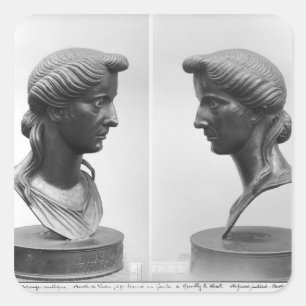 Adesivo Quadrado Duas vistas de um busto de Livia