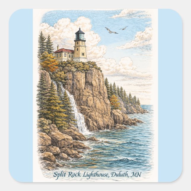 Adesivo Quadrado Duluth, MN, Split Rock Lighthouse Stickers (Frente)
