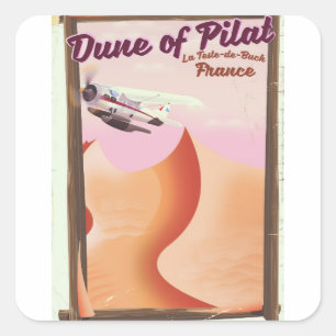 Adesivo Quadrado Duna de Pilat, cartaz de viagem vintage da França 