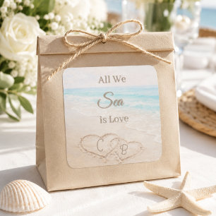 Adesivo Quadrado Dunas de areia da praia corações casamento