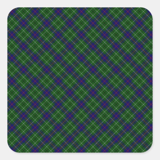 Adesivo Quadrado Duncan Clan Tartan Designed Impressão (Frente)