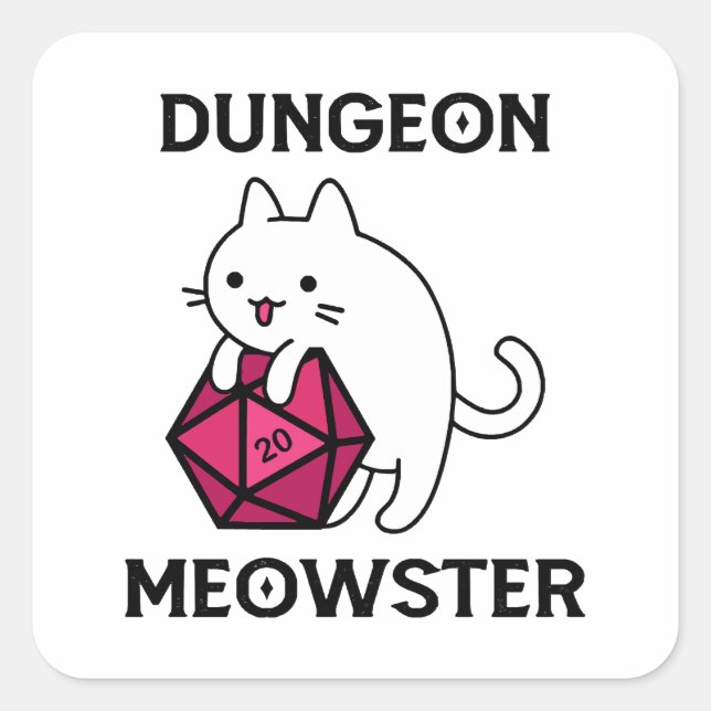 Adesivo Quadrado Dungeon Meowster Cat Engraçado (Frente)